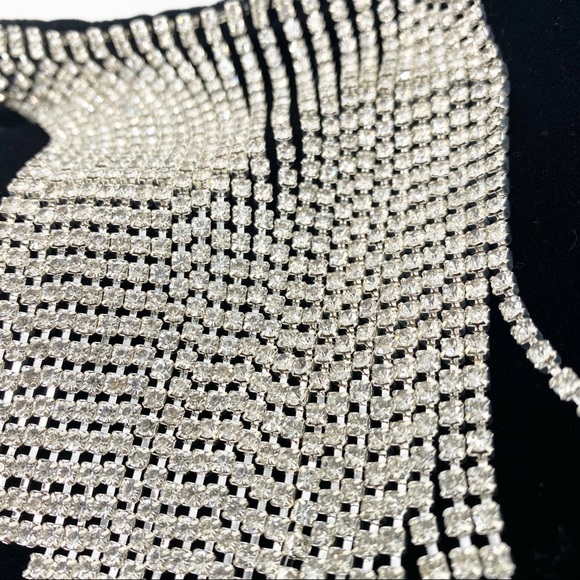 SOLD LPA Audra Dress Velvet Diamond Fringe womens XL black silver gemstone - Picture 7 of 16